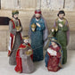 Nativity Scene Figurine Set of 5 with Jewel Tone and Glitter Finish, 5-8in Figures