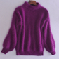 Loose Knit Sweater with Hip Length Cut and Soft Fabric, Vintage Inspired