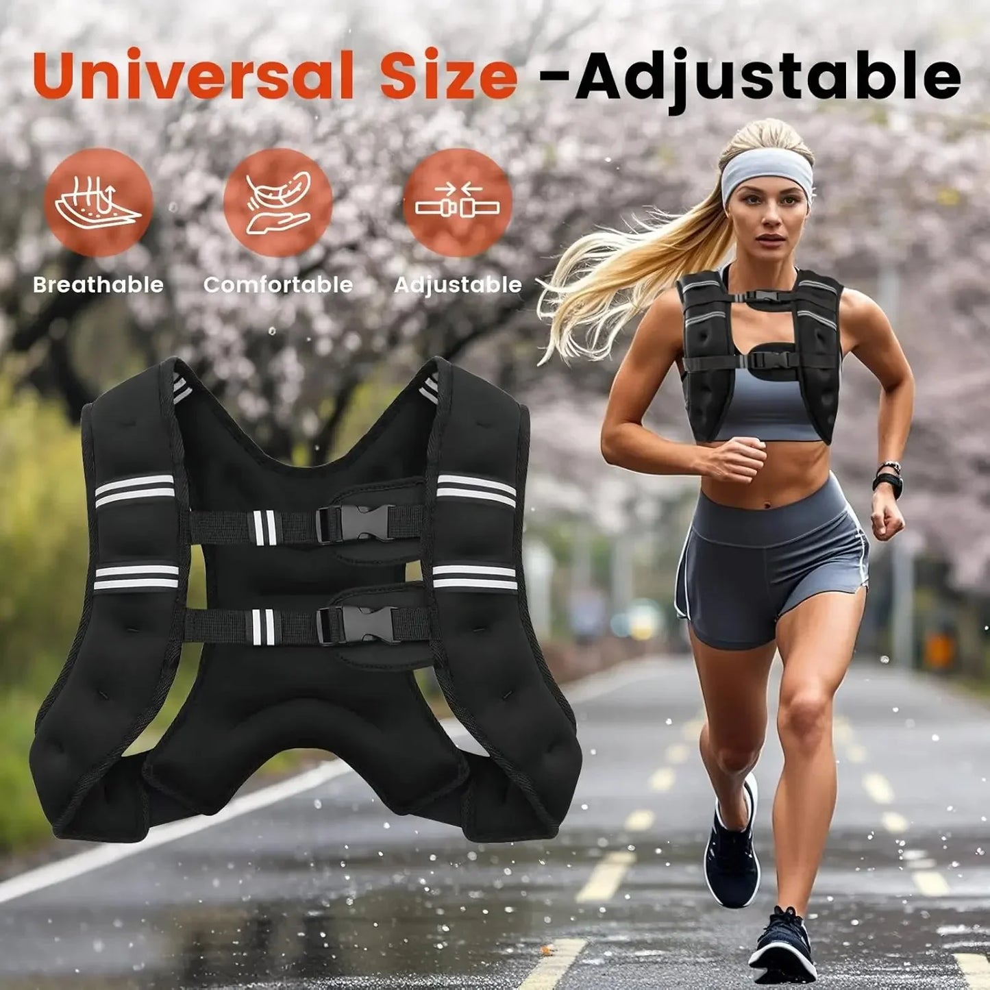 sjbackyard Adjustable Weighted Training Vest with Reflective Stripes