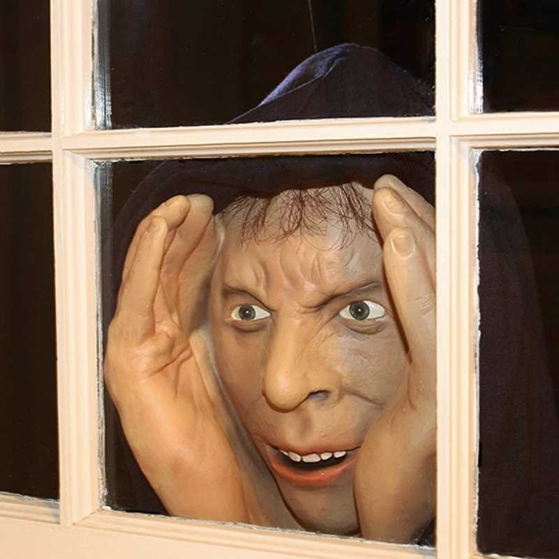 Scary Window Peeper Figure with Suction Cup Mounting and Realistic Latex Face