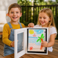Rotating Artwork Display Frame with Flip Panel for 150 Kids Drawings