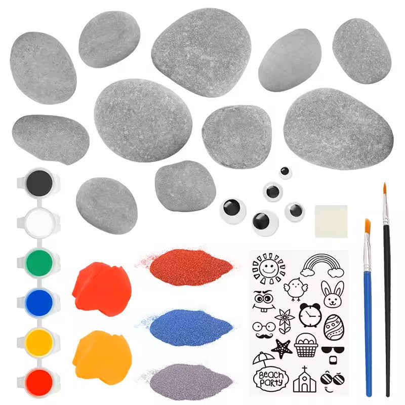 Stone Painting Set with River Stones and Acrylic Paints for Kids Ages 4-12