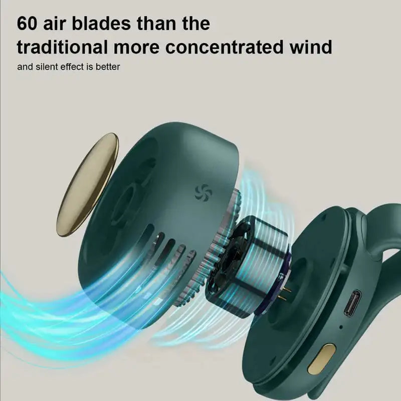 Wearable Clip Fan with Bladeless Design and 23-Hour Battery, Neck or Waist
