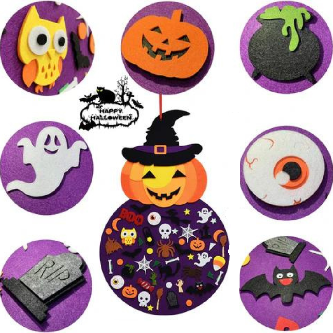 Halloween Felt Board with 50 Plus Pieces and Wall Hanging Design for Ages 3 Up