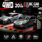 4WD RC Drift Car with Swappable Drift Tires and Rechargeable Battery, LED Track Lighting