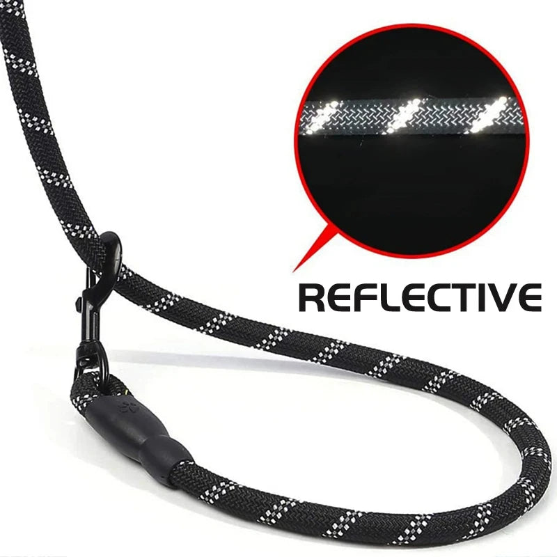 Dog Leash with Reflective Stitching and Padded Grip, Double Rope Construction