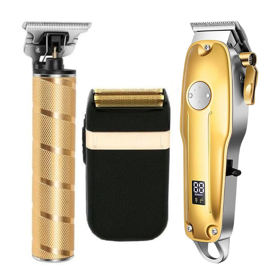 Professional Hair Clippers Cordless Set for Men Gold