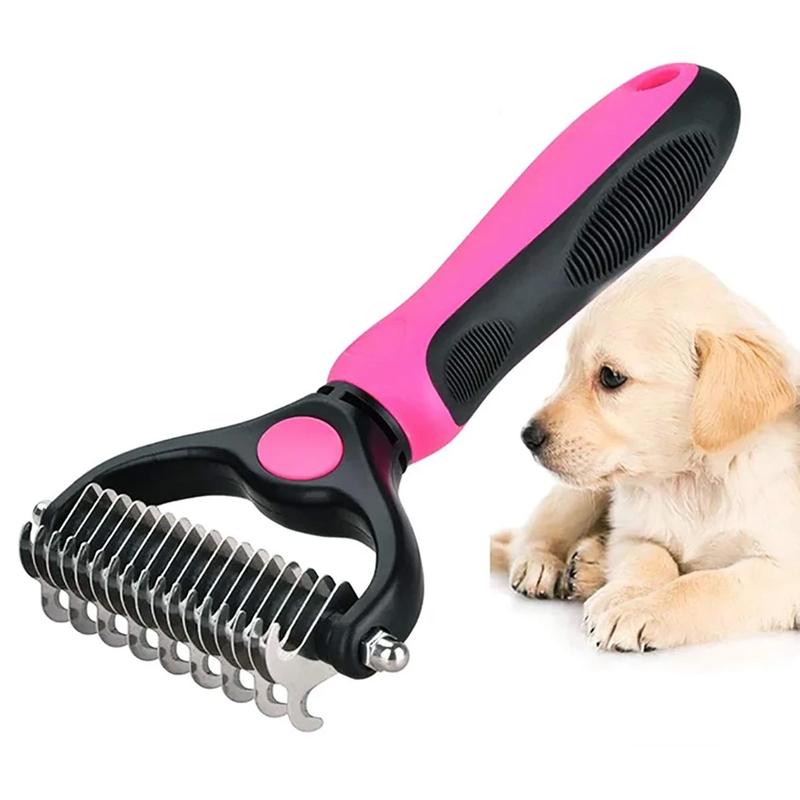 Undercoat Removal Brush with Rounded Steel Teeth for Medium to Long Fur
