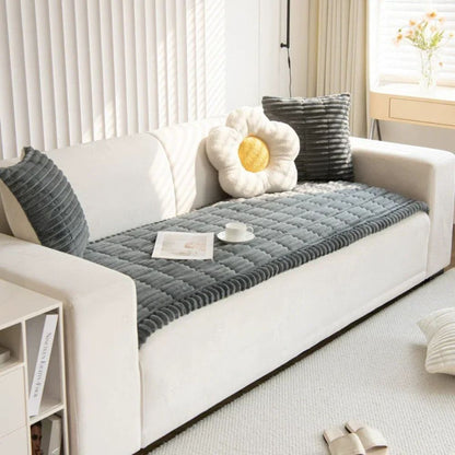 Sofa Cover with Anti Slip Backing and Machine Washable Polyester, Striped Pattern