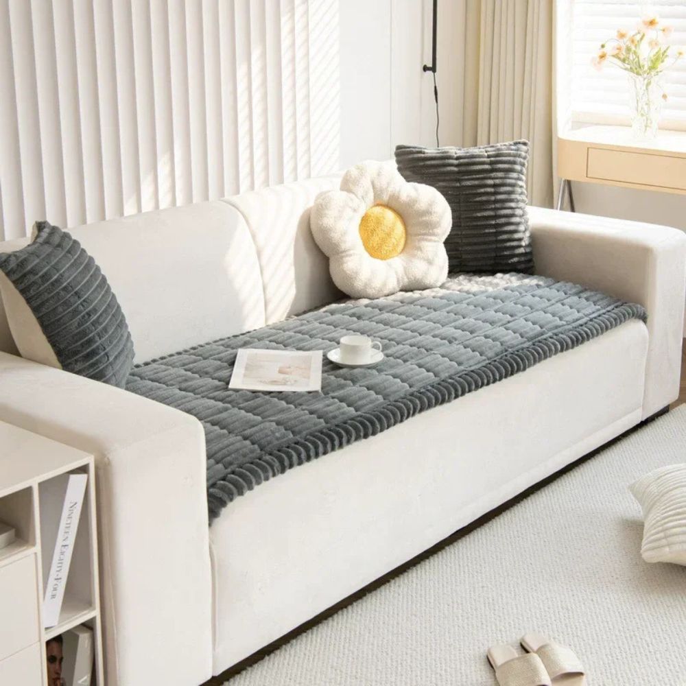 Sofa Cover with Anti Slip Backing and Machine Washable Polyester, Striped Pattern