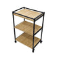 Bamboo Storage Trolley with Three Open Shelves and Rolling Wheels