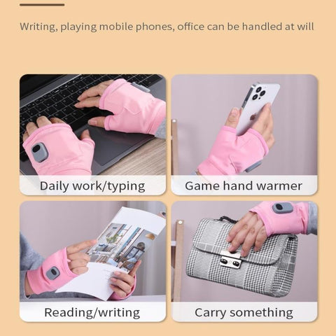 Heated Gloves with Three Temperature Modes and Type-C Charging, Fingerless Design