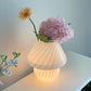 Glass Mushroom Table Lamp with Stepless Dimming and Integrated LED, Swirled Stripe Pattern