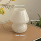 Glass Mushroom Table Lamp with Stepless Dimming and Integrated LED, Swirled Stripe Pattern