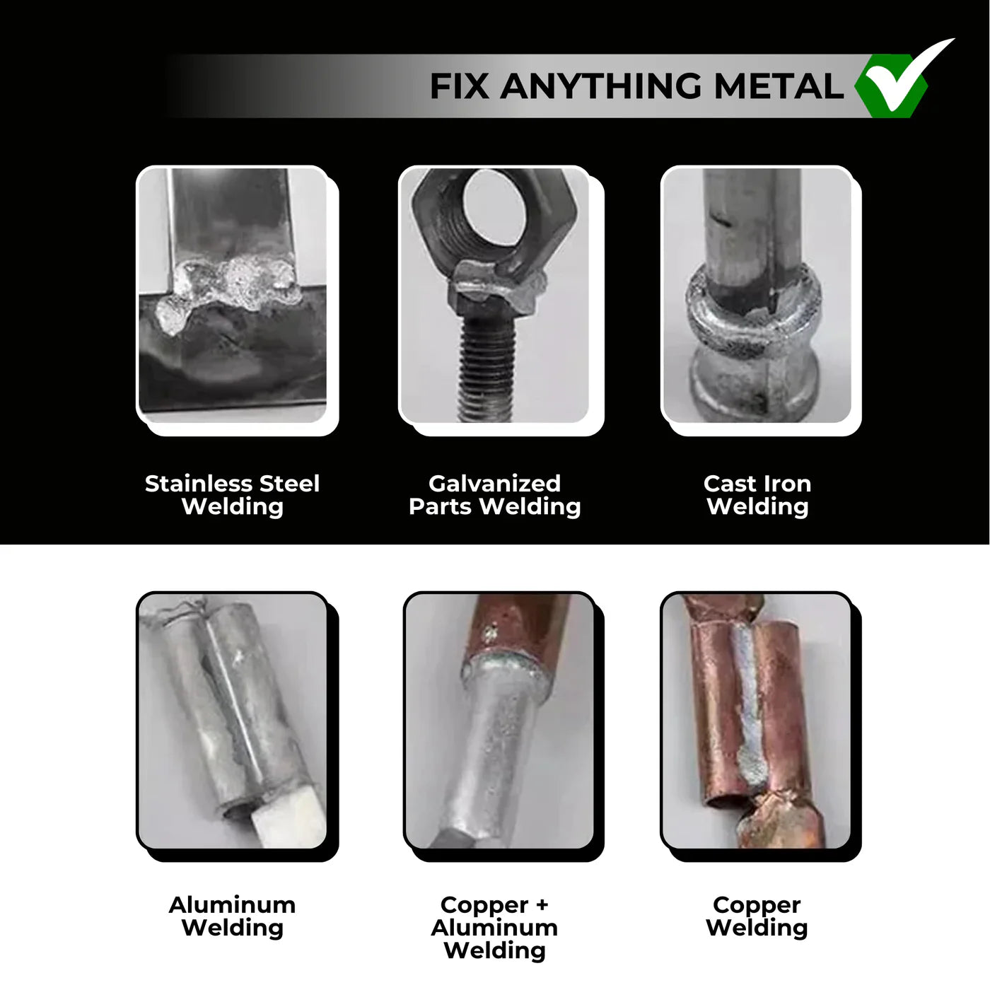 Low Temp Metal Repair Rods with Low Activation Heat and Multi-Metal Bonding, Compact Kit