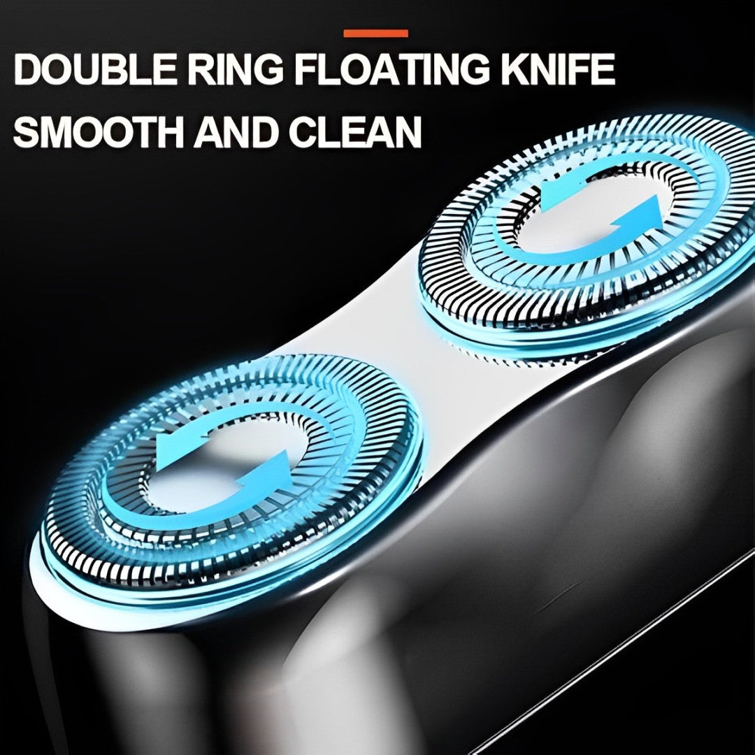 Dual Rotary Head Shaver with Floating Blade System and Wet Dry Use