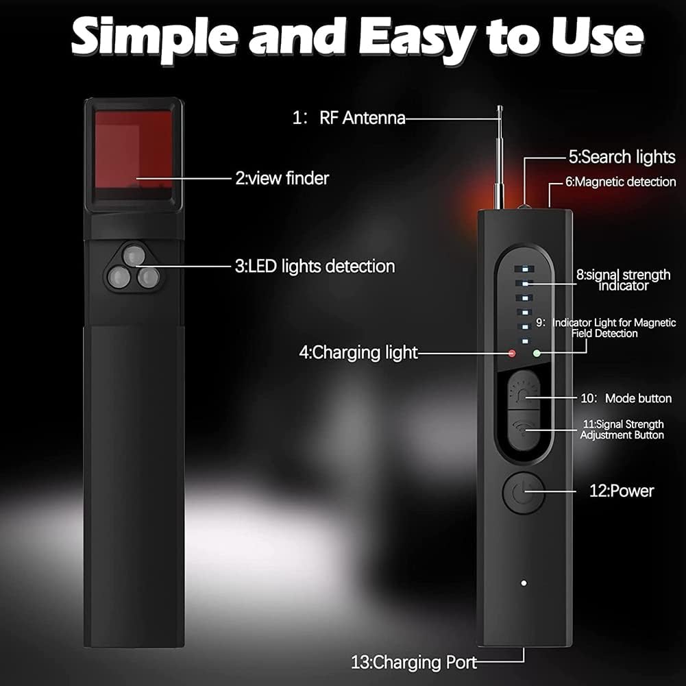 Radio Frequency Scanner with GPS Tracker Detection and Flashlight
