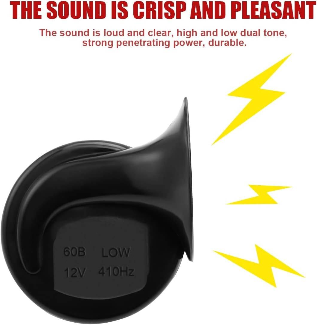 Dual-Tone Vehicle Horn with Universal Bracket and Wiring Harness, Weather Resistant 12V