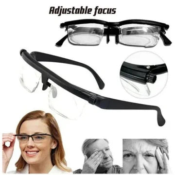 Variable Focus Glasses with Dial Adjustment and Polycarbonate Lenses, +1 to +4 Diopters