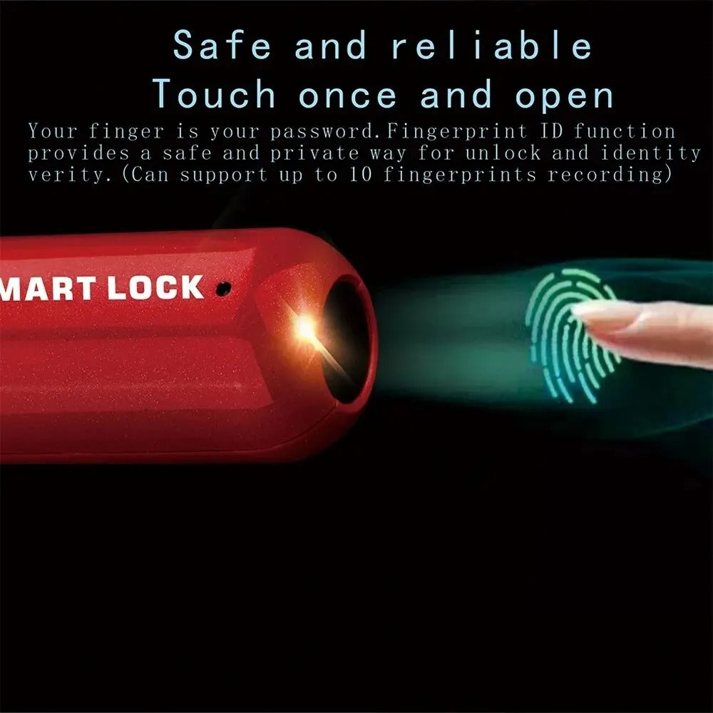 Fingerprint Padlock with 10-Print Storage and Zinc Alloy Body, 0.2 Second Recognition