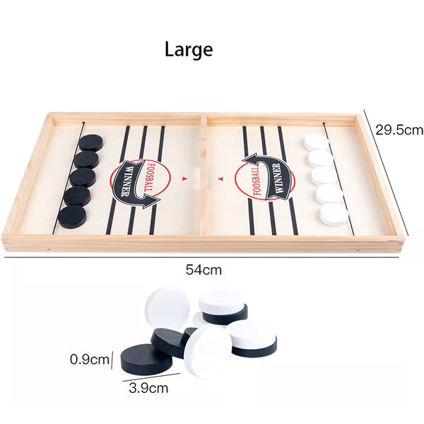 Two Player Wooden Puck Game with Center Gate Target and 10 Pucks