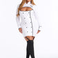 Womens Chef Costume Set with Cutout Long Sleeve Dress and Hat for Halloween