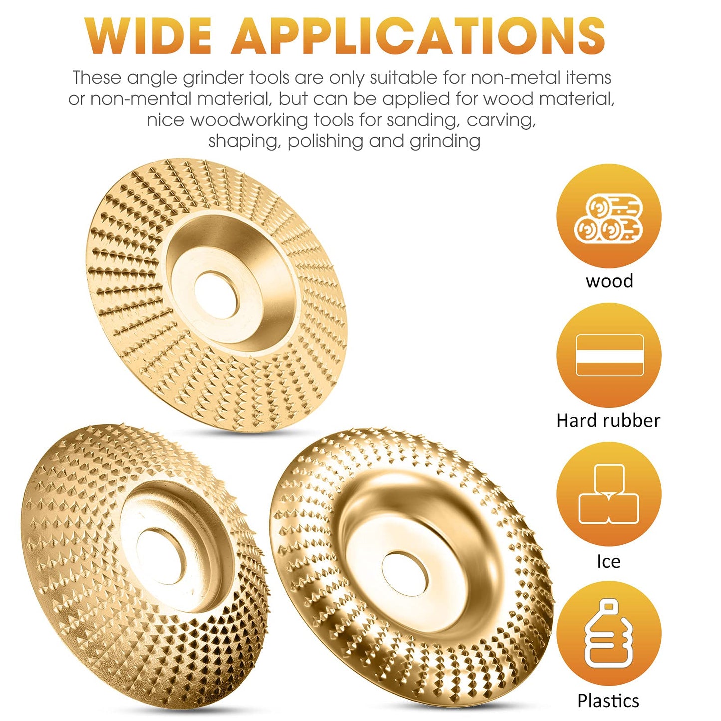 Tungsten Carbide Grinding Disc Set for Angle Grinder with Flat, Beveled and Arc Profiles