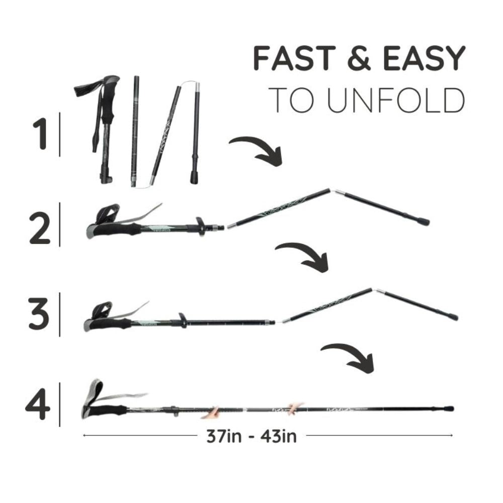 Folding Trekking Stick with Alloy Steel Shaft and Textured Grip Handle