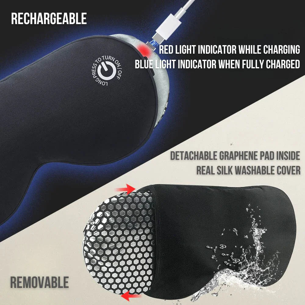 Heated Eye Mask with Rechargeable Battery and Gentle Vibration, Removable Silk Cover