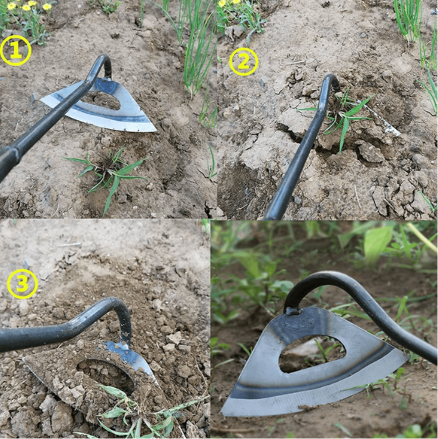 Steel Garden Hoe with Sharp Cutting Edges and Non-Slip Handle, Extension Rod Compatible