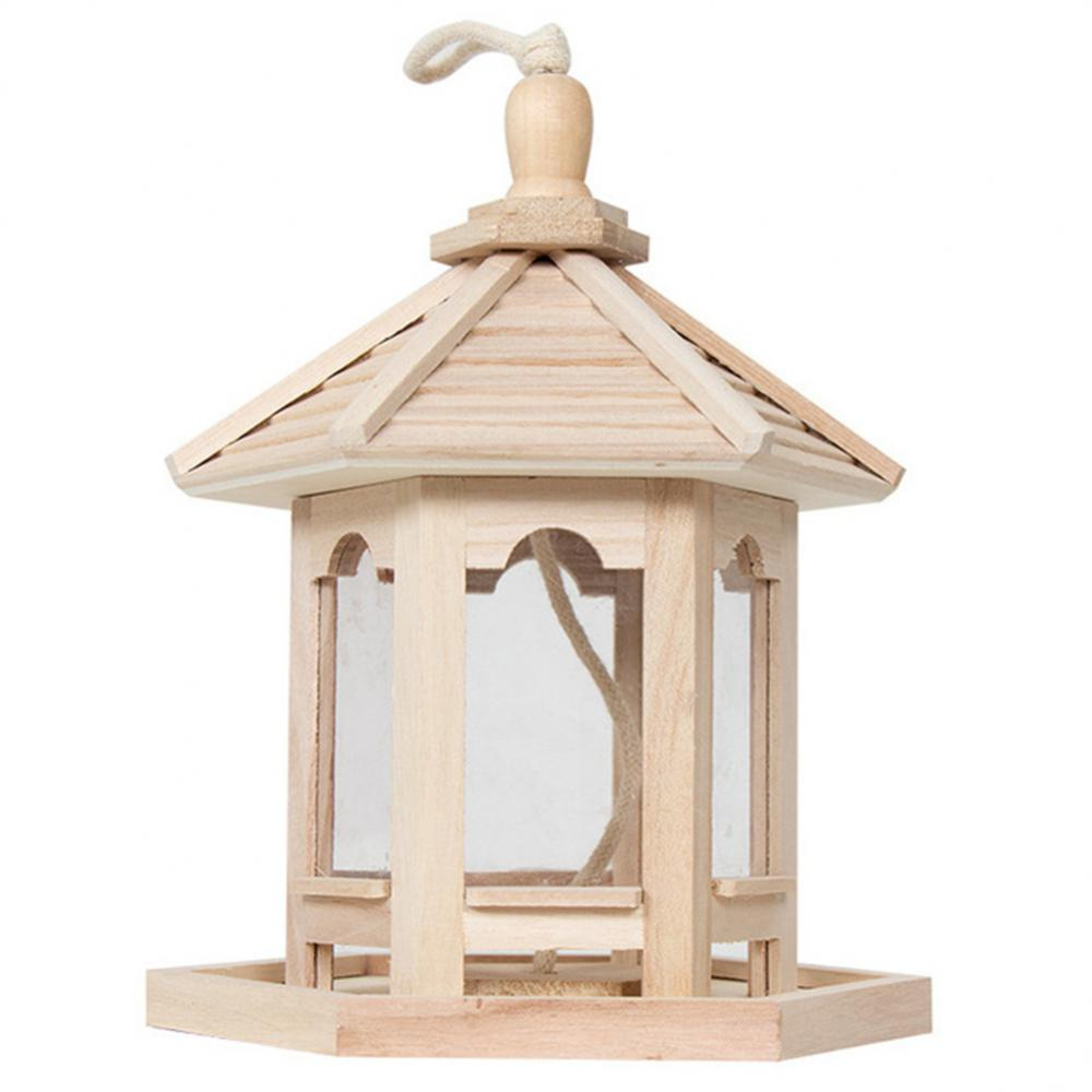 Wooden Bird Feeder with Transparent Acrylic Panel and Protective  Roof