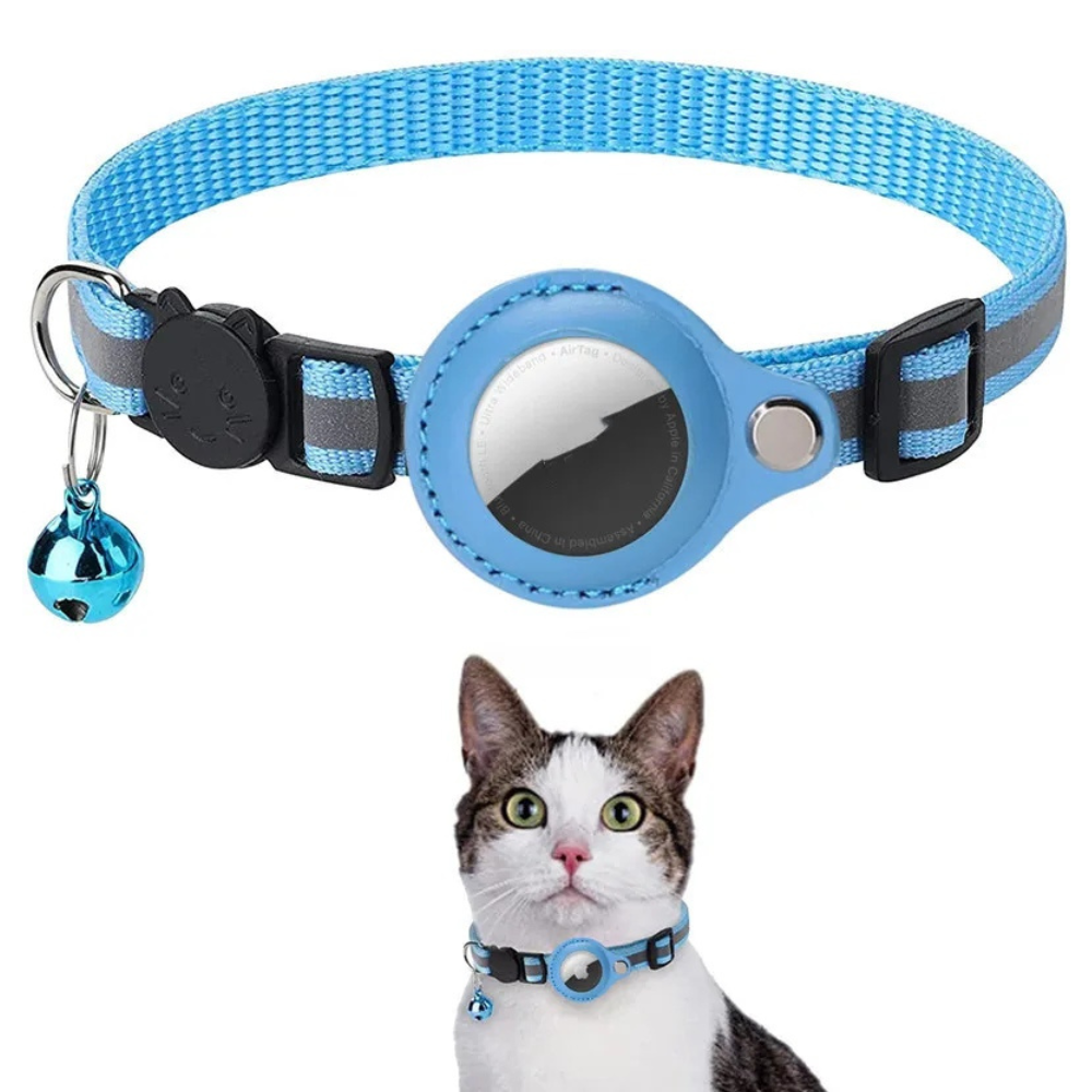 Pet Collar with Reflective Strip and Tracker Holder, Waterproof Adjustable