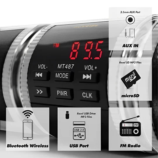 Motorcycle Bluetooth Speakers with Waterproof Stereo Soundbar