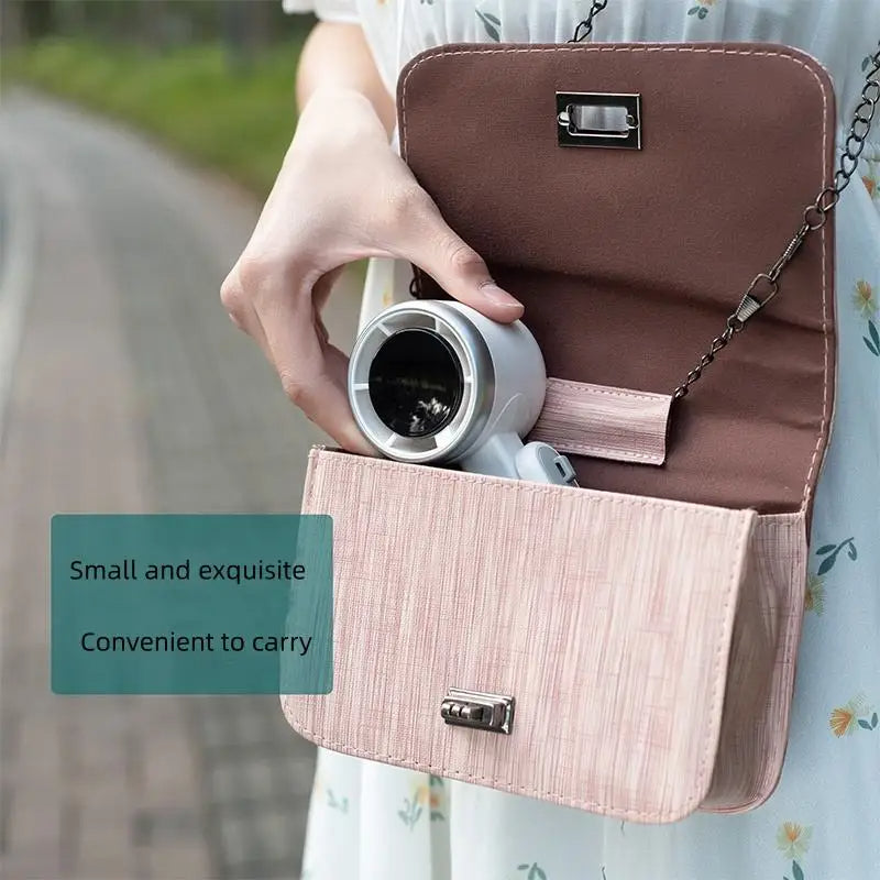 Rechargeable Handheld Fan with 5-Speed Airflow and Digital Battery Display