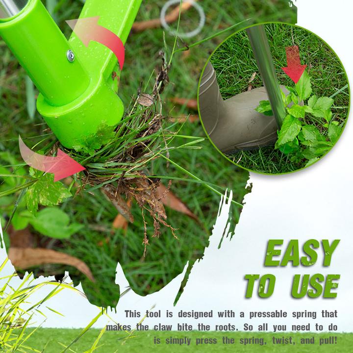 Standing Weed Puller with Triple Steel Claws and Foot Pedal, 50cm Handle