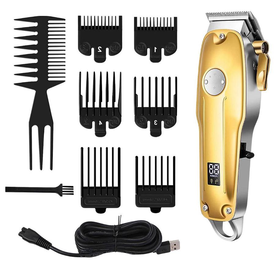 Professional Hair Clippers Cordless Set for Men Gold