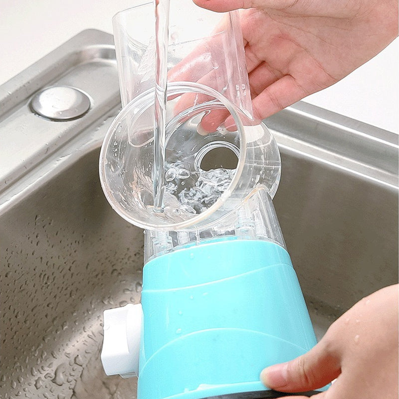 Rotary Vegetable Grater with Three Interchangeable Blades and Suction Base