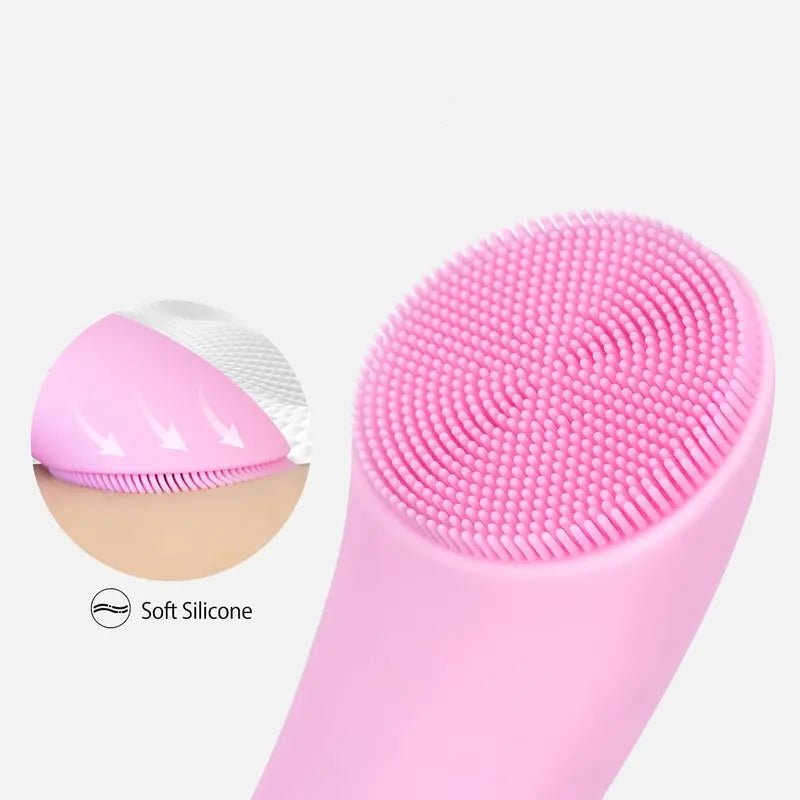 Electric Facial Cleansing Silicone Brush, Heatable Vibrating Face Scrubber with Massage, Silicone Face Scrubber for Women & Men, Electric Facial Cleanser for Deep Cleansing, Gentle Exfoliating.SummerWins DealsForYouDays allveramart