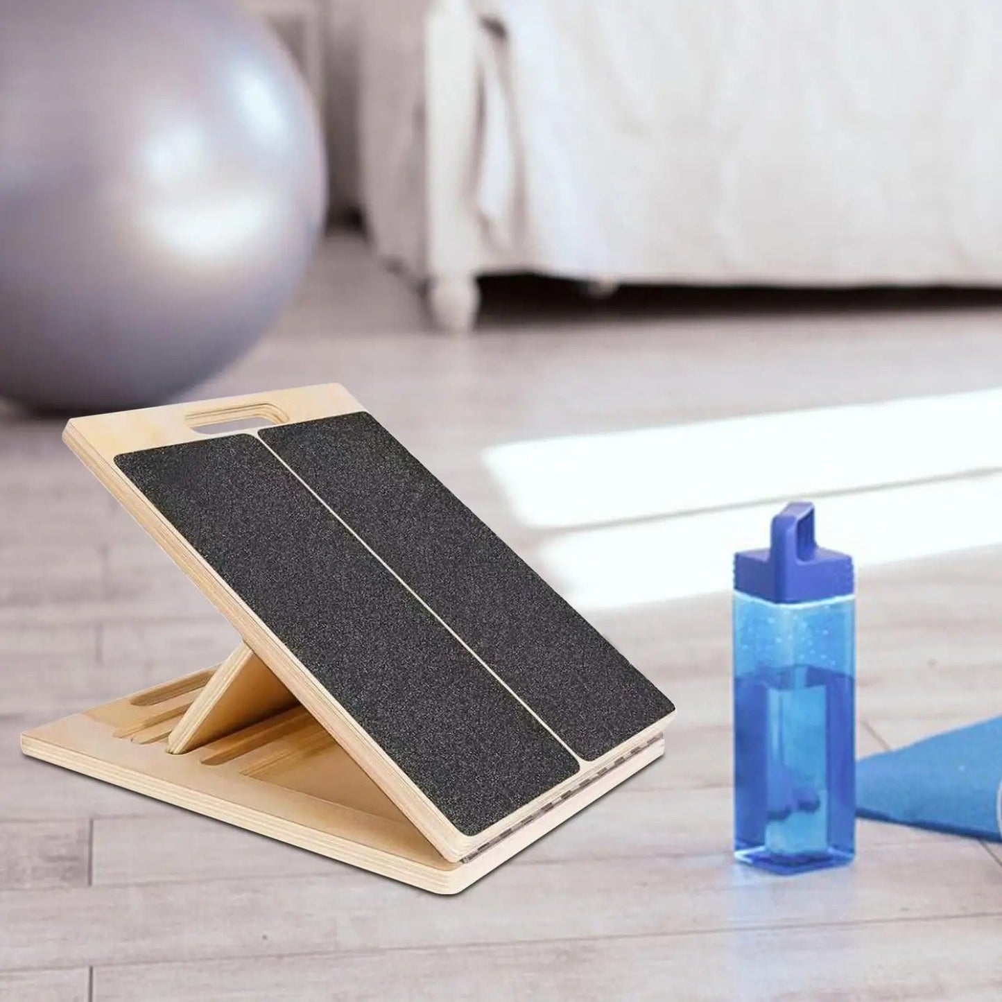 Adjustable Incline Calf Stretcher Board with Textured Grip and Foldable Design