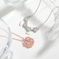 Four Heart Clover Pendant Necklace with Preserved Roses and Gift Box