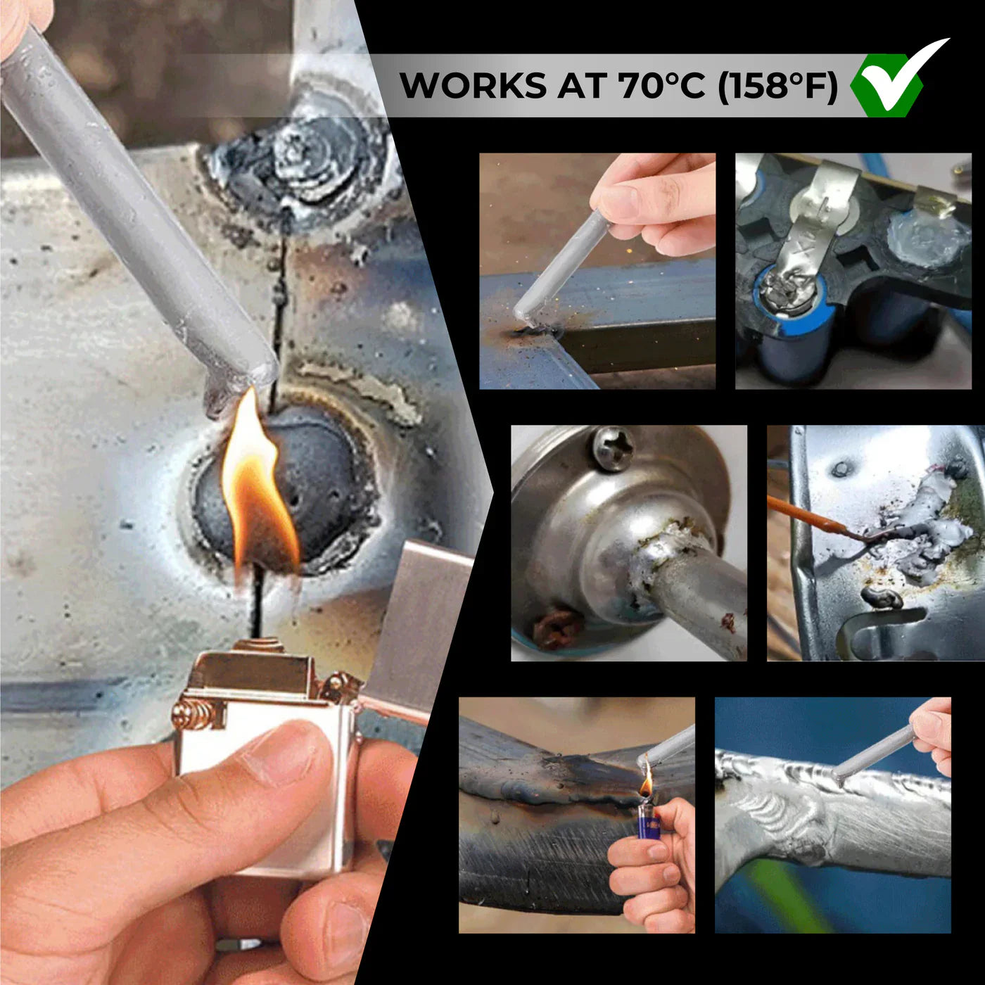 Low Temp Metal Repair Rods with Low Activation Heat and Multi-Metal Bonding, Compact Kit