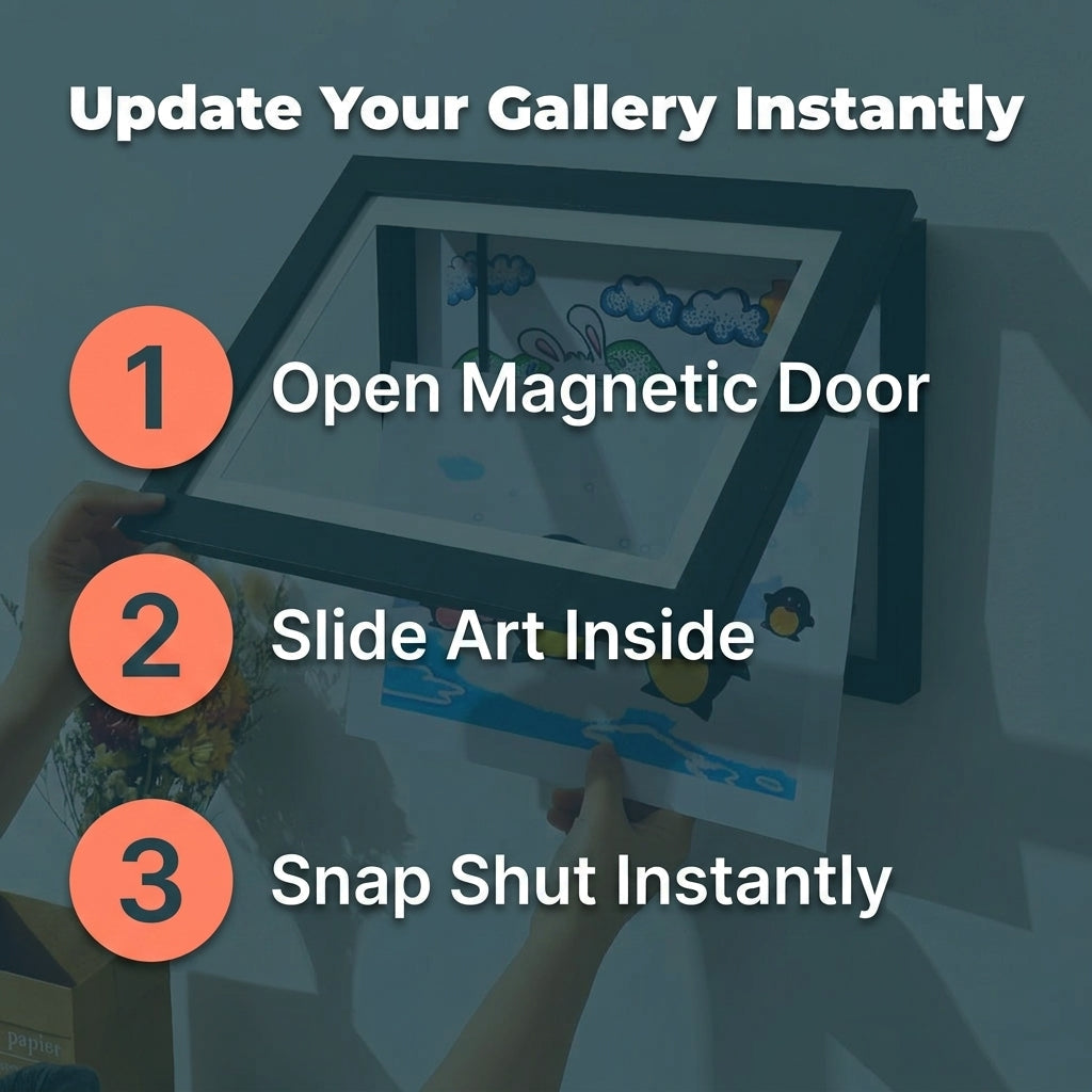 Rotating Artwork Display Frame with Magnetic Latch and 150-Sheet Storage