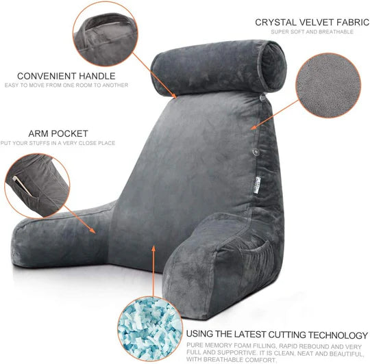 Ultra Plush Reading Bed Pillow with Arm and Back Support