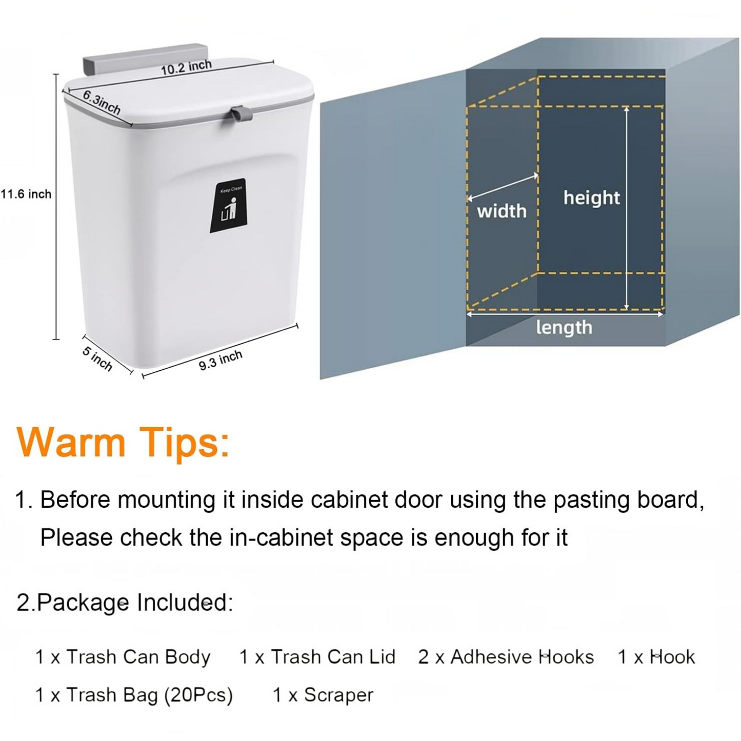 Countertop Compost Bin with Rolling Lid and Airtight Seal, 2.4 Gallon Capacity