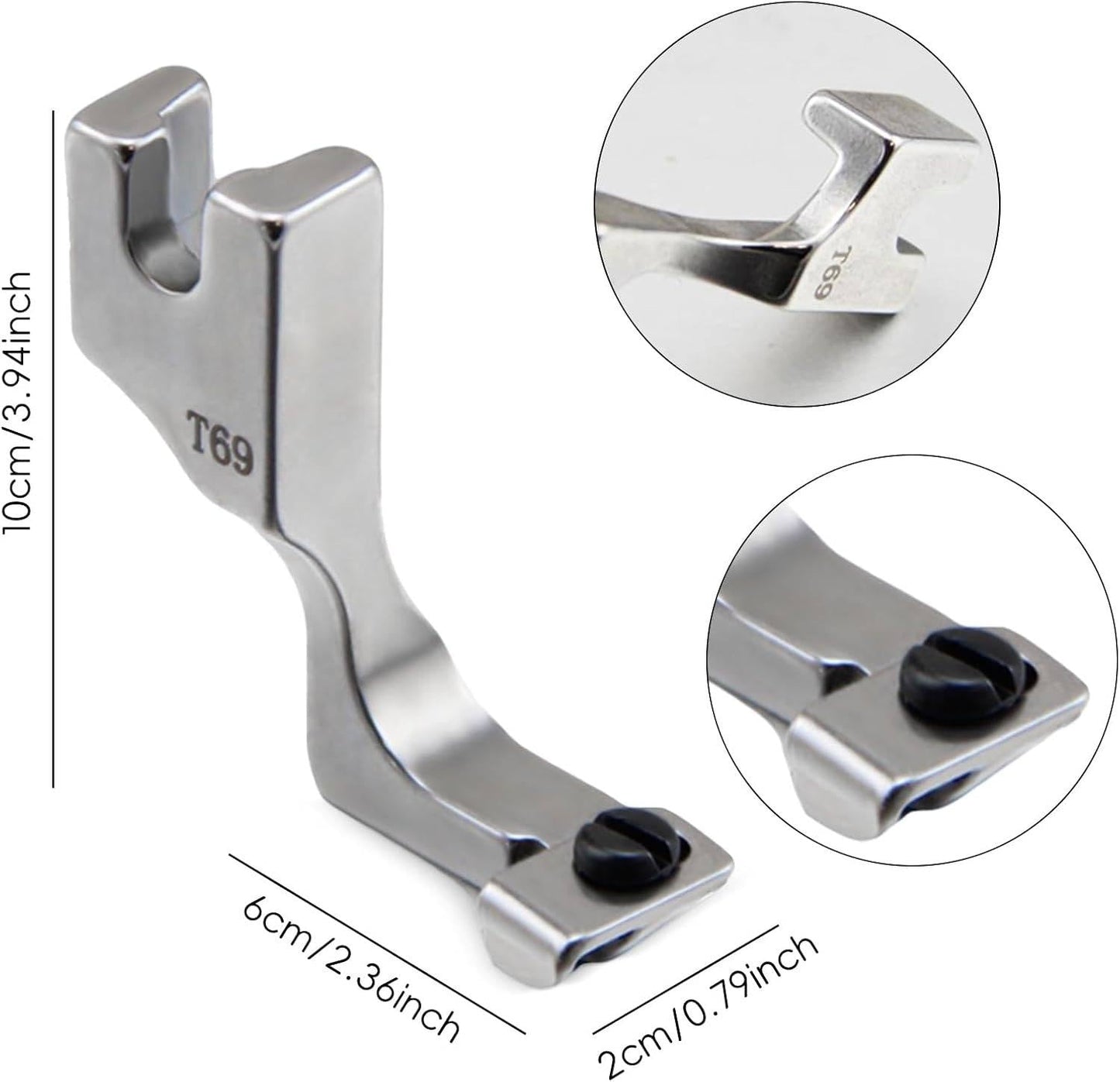 Invisible Zipper Presser Foot with Adjustable Width and Grooved Guides for #3-5 Zippers