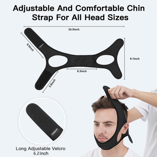 Anti Snoring Chin Strap for Sleep Apnea, Adjustable Elastic Sleep Support
