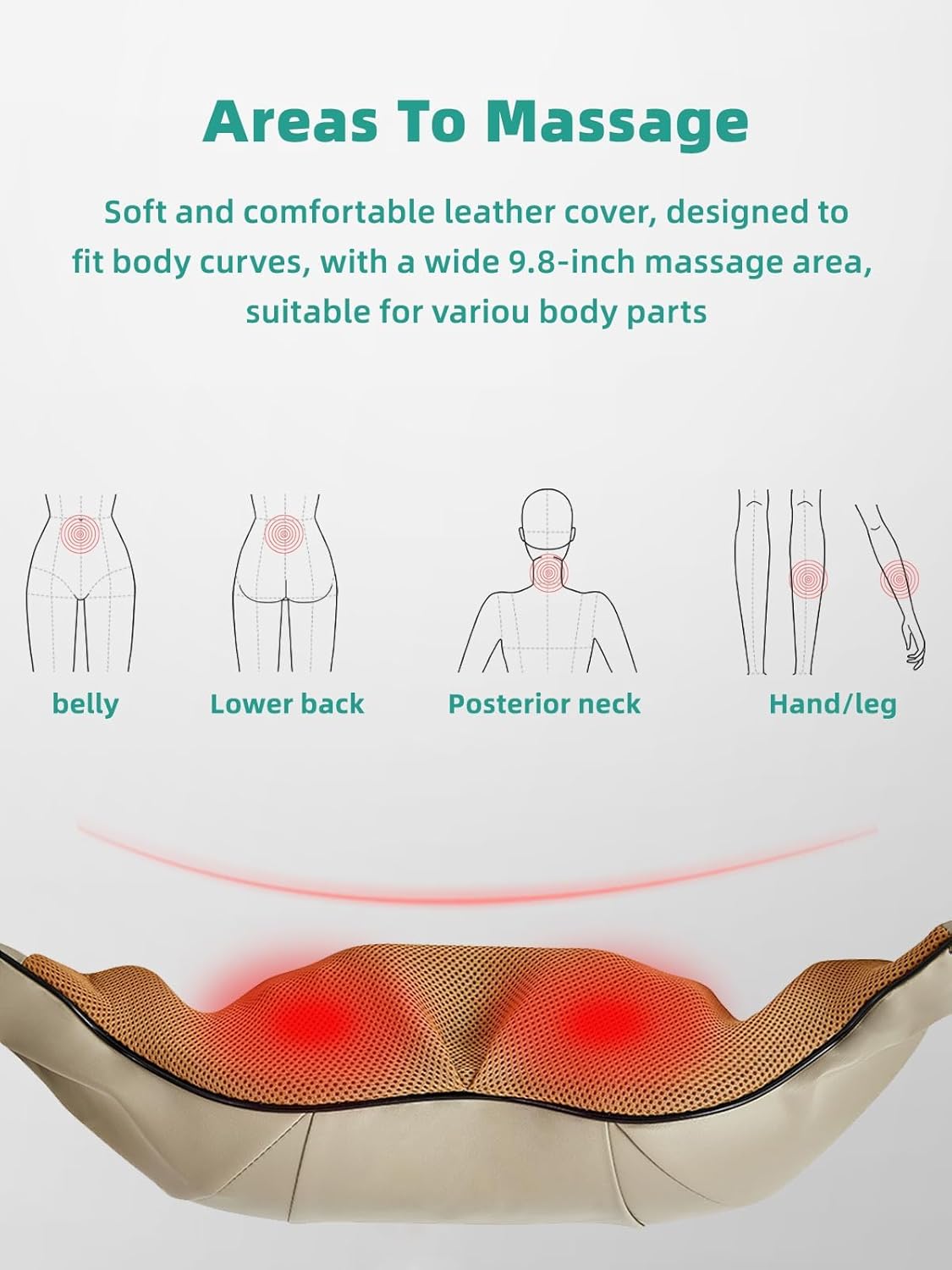 Abdominal Massager with Dual Rotating Heads and Heat Function, 9.8 Inch Width
