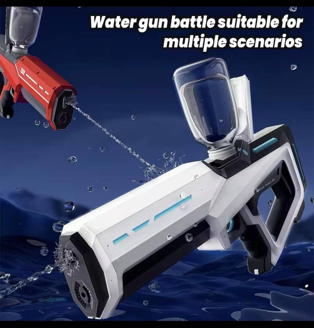 Motorized Water Gun with Auto Suction and 8-10 Meter Range, 500mAh Battery