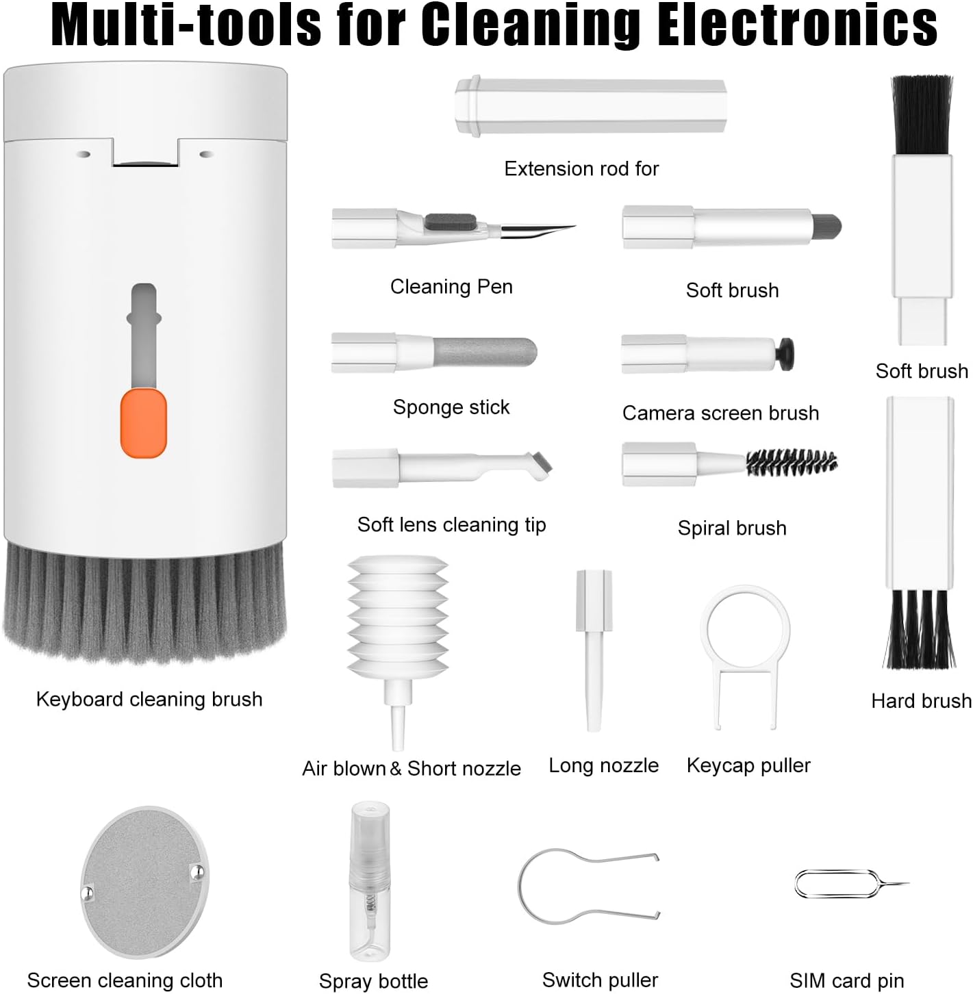 Keyboard and Earbud Cleaning Kit with 20 Tools and Air Blower, Storage Case