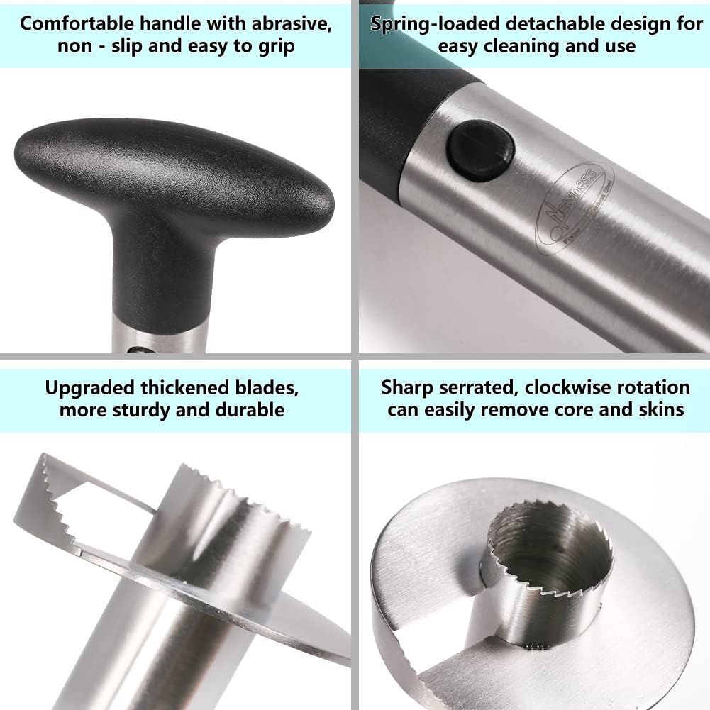 Spiral Pineapple Corer with Serrated Blade and Detachable Handle